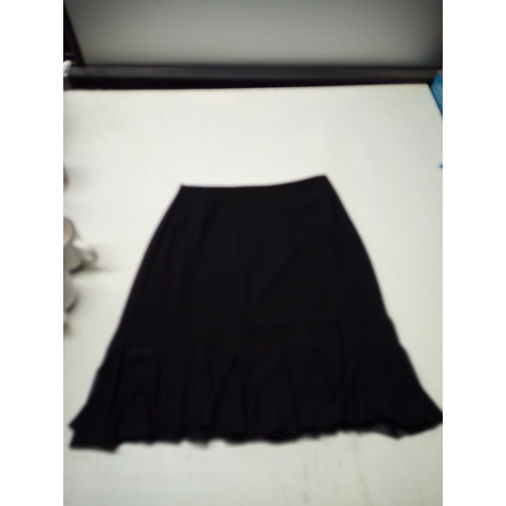 JS Collections Petite Skirt Womens 8 Black Midi Ruffle Hem Knee Length Zip